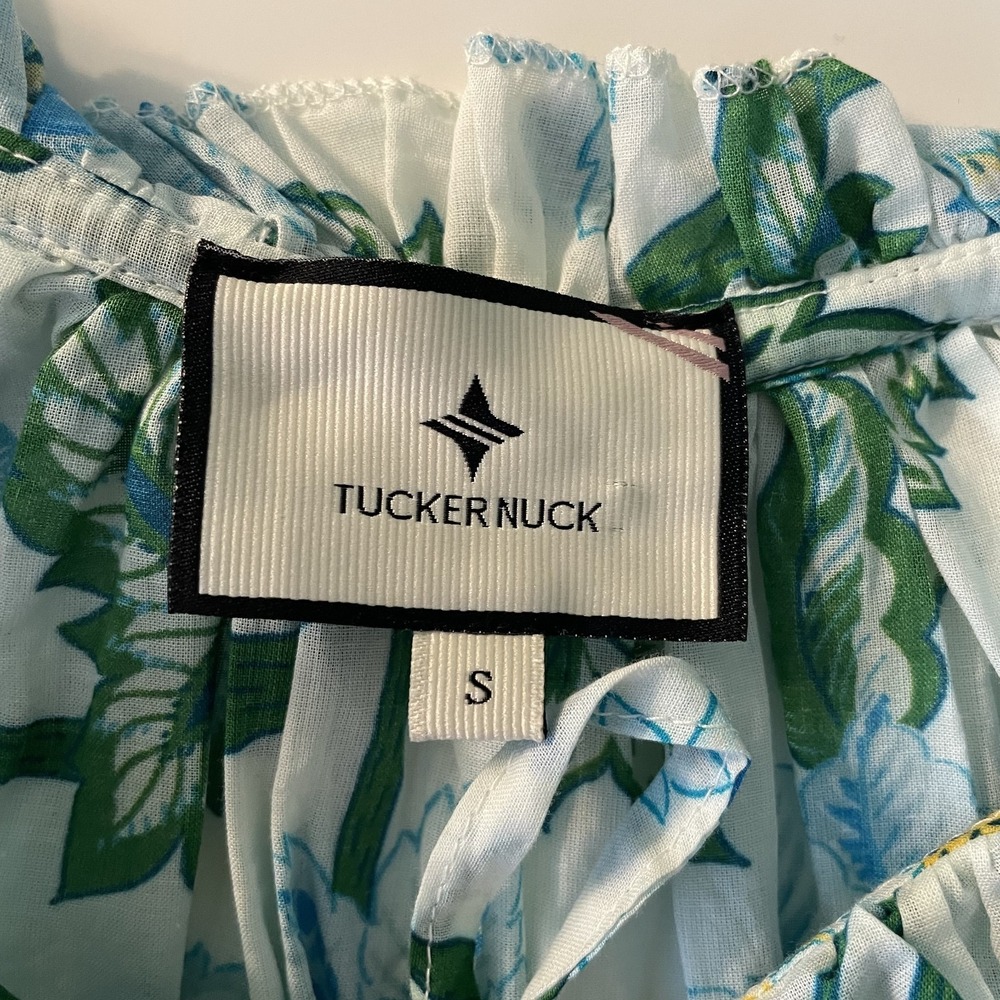 Tuckernuck Cassis Puff Sleeve Floral Blouse Size S Cotton Ruffles Boho Preppy - Picture 3 of 12